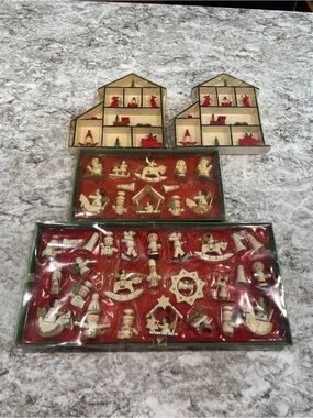 Vintage Lot of Mini Wooden Christmas Ornaments Sealed New